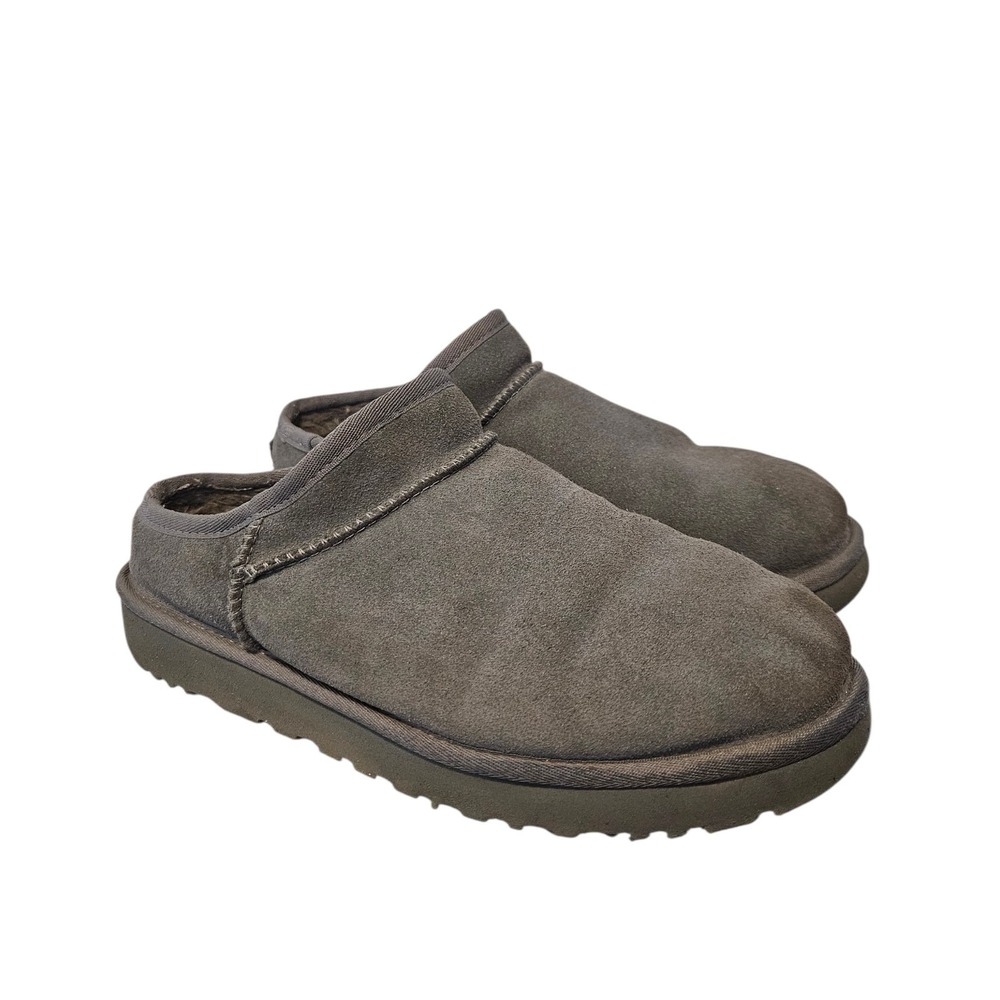 UGG Classic Slipper Grey Suede Shearling Lined Mules Women's Size 10 Cottagecore